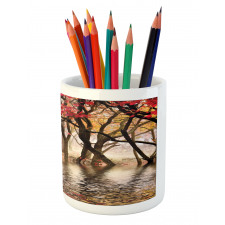 Fall Season River with Trees Pencil Pen Holder