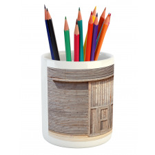 Old Wooden Timber Pencil Pen Holder