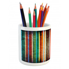 Retro Colorful Bands Pencil Pen Holder