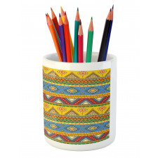 Folk Motif Mexican Sun Pencil Pen Holder