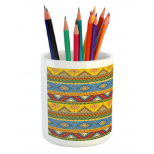 Folk Motif Mexican Sun Pencil Pen Holder