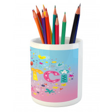 French Words with Hearts Pencil Pen Holder