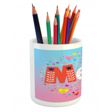 French Words with Hearts Pencil Pen Holder