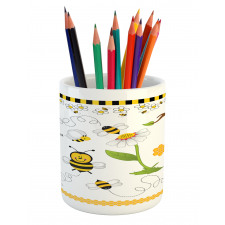 Bees Daisies Chamomile Pencil Pen Holder