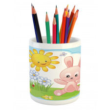 Rabbit in Garden Pencil Pen Holder