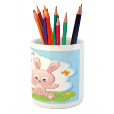 Rabbit in Garden Pencil Pen Holder