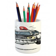 Police Car Art Image Pencil Pen Holder