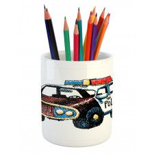 Sketchy Police Car Pencil Pen Holder