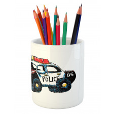 Sketchy Police Car Pencil Pen Holder