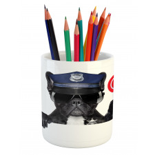 Pug Dog Police Costume Pencil Pen Holder