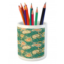 Folkloric Paisley Flowers Pencil Pen Holder