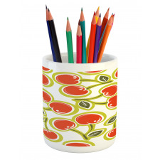 Cherry and Leaves Pattern Pencil Pen Holder