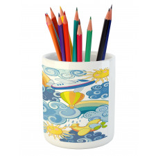 Sun Airplanes and Balloons Pencil Pen Holder