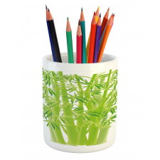 Bamboo Stems with Leaves Pencil Pen Holder