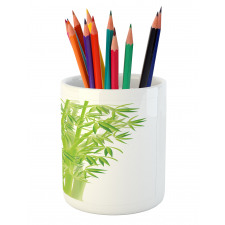 Bamboo Stems with Leaves Pencil Pen Holder