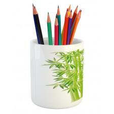 Bamboo Stems with Leaves Pencil Pen Holder