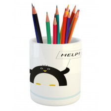 Penguin on Ice Need Help Pencil Pen Holder