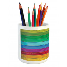 Colorful Wood Stripes Pencil Pen Holder