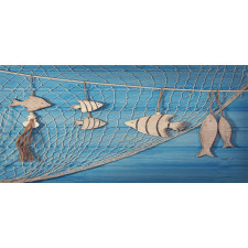 Wooden Fish Shell on Net Pencil Pen Holder