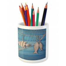 Wooden Fish Shell on Net Pencil Pen Holder