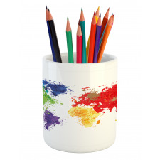 World Map Artwork Pencil Pen Holder