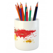 World Map Artwork Pencil Pen Holder