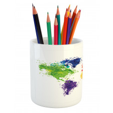 World Map Artwork Pencil Pen Holder