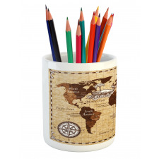 Retro Sketch World Map Pencil Pen Holder