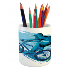 Bicyclist Color Splashes Pencil Pen Holder