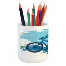 Bicyclist Color Splashes Pencil Pen Holder