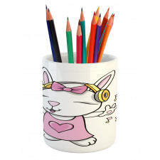 Cartoon Rock Star Bunny Pencil Pen Holder