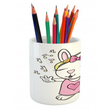 Cartoon Rock Star Bunny Pencil Pen Holder