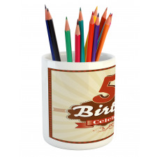 Retro Stripe Dot Pencil Pen Holder