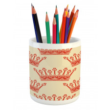 Vintage Red Crown Pattern Pencil Pen Holder