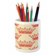 Vintage Red Crown Pattern Pencil Pen Holder