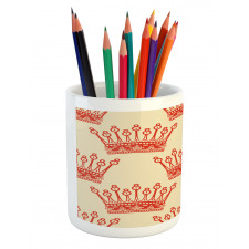 Vintage Red Crown Pattern Pencil Pen Holder