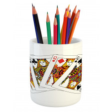 Queens Poker Play Cards Pencil Pen Holder