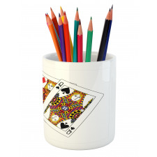 Queens Poker Play Cards Pencil Pen Holder