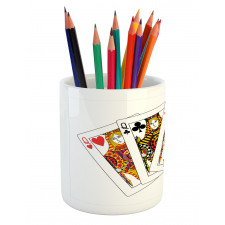 Queens Poker Play Cards Pencil Pen Holder