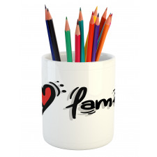 I Heart Family Pictogram Pencil Pen Holder