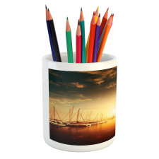 Boats on the Pier Pencil Pen Holder