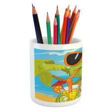 Turtle Drinking Cocktail Pencil Pen Holder