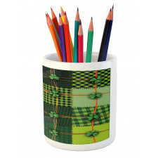 Patchwork Celtic Clovers Pencil Pen Holder