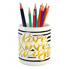 Stripes Text Pencil Pen Holder