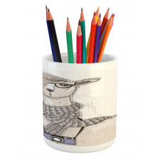 Hipster Lama Camera Pencil Pen Holder