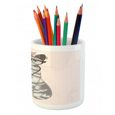 Kitty Glasses Pencil Pen Holder