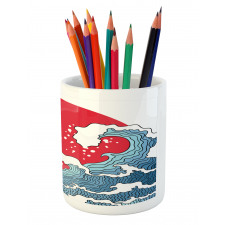 Red Sun Tsunami Pencil Pen Holder