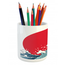 Red Sun Tsunami Pencil Pen Holder