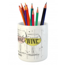 4 Types of Wine Rustic Pencil Pen Holder