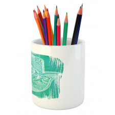 Grungy Floral Ethnic Motif Pencil Pen Holder